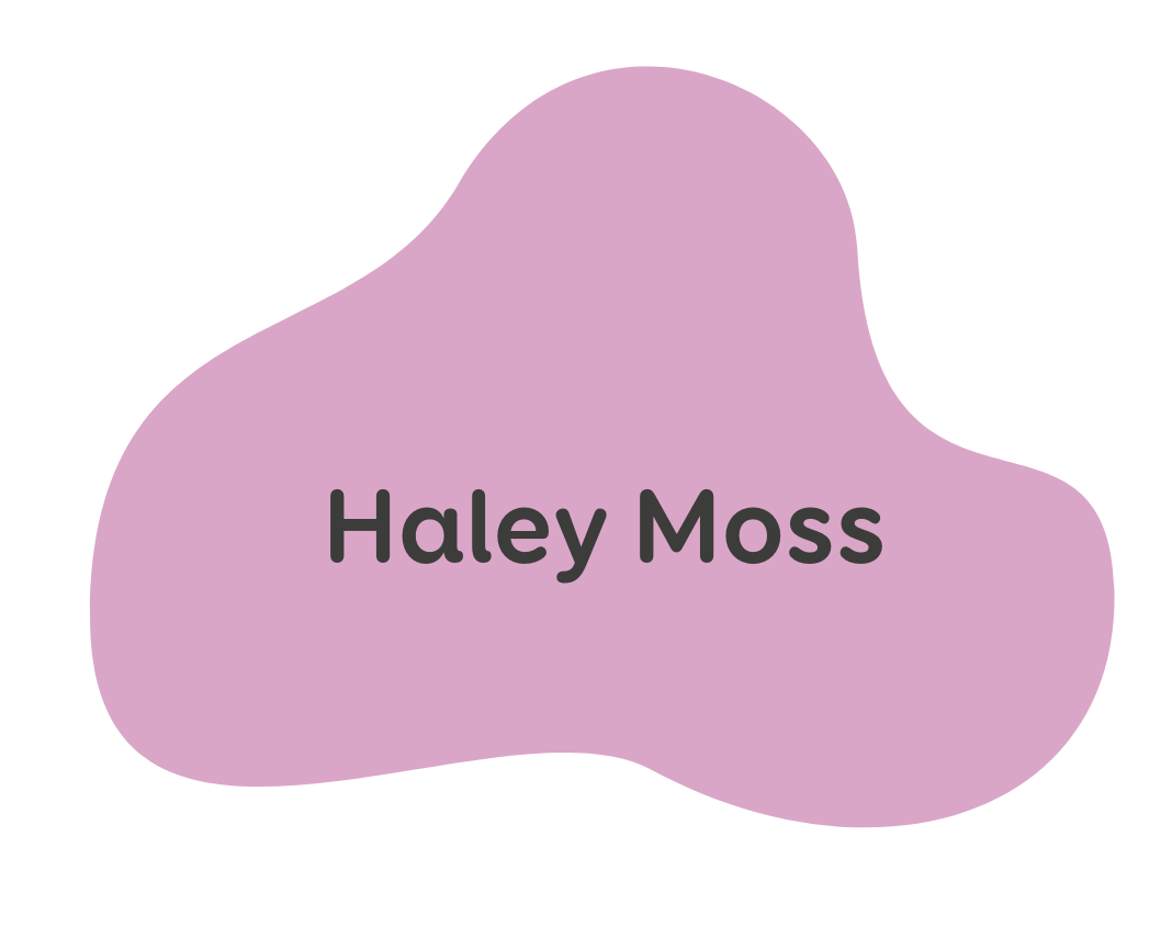 pale fuchsia colored blob graphic with words 